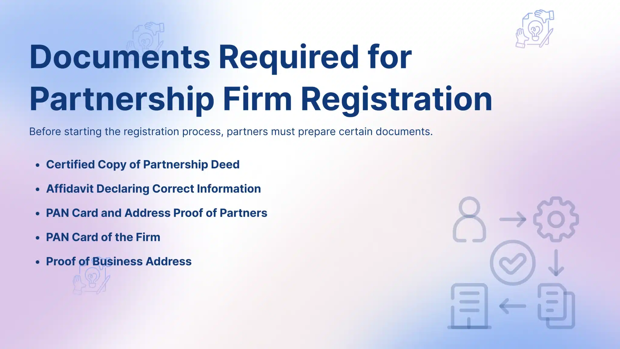 Documents Required for Partnership Firm Registration - FinGuru India