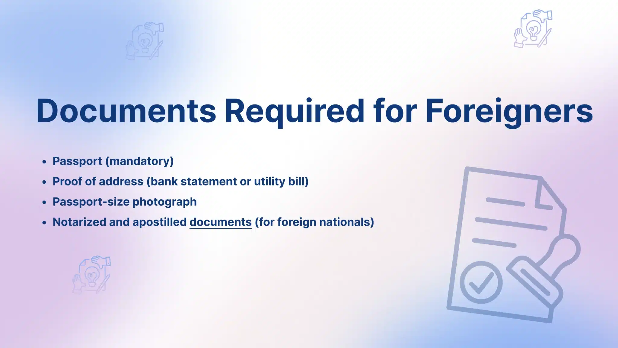 Documents Required for Foreigners - FinGuru India