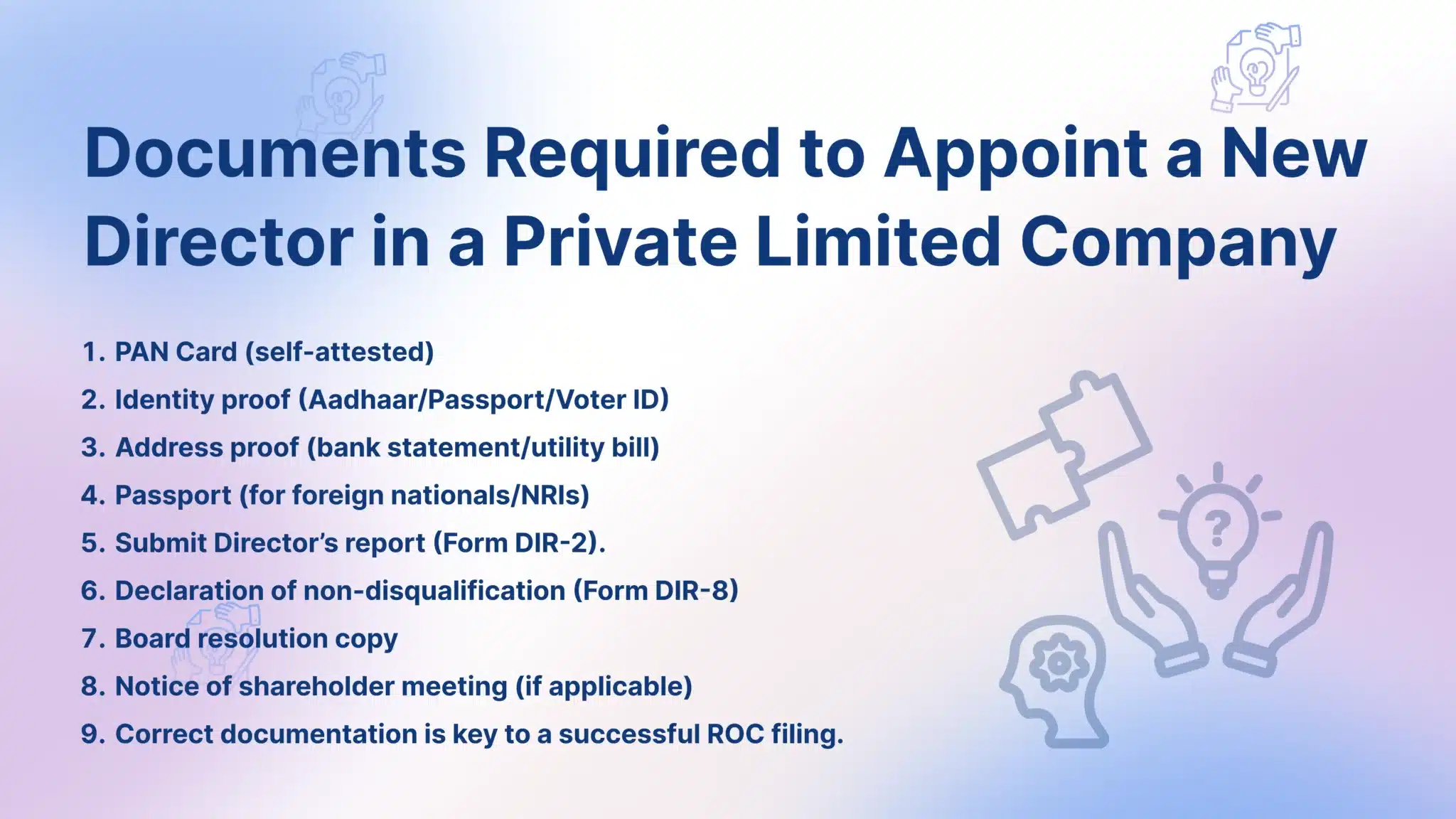 Documents Required to Appoint a New Director - FinGuru India